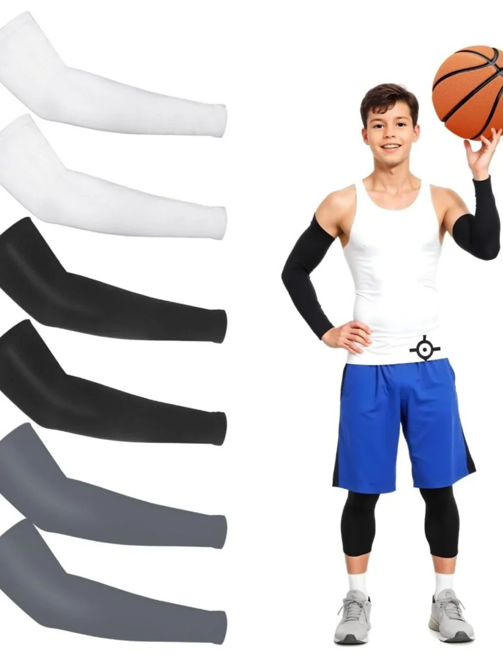 3 Pairs Arm Sleeves for Kids Youth Arm Sleeves Breathable Kids Arm Sleeves Elast